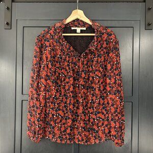 Diane von Furstenberg Red and Blue Polka Dot Silk Blouse - Size 2